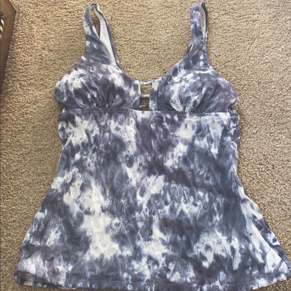 Athleta tankini top XXS grey white tie dye